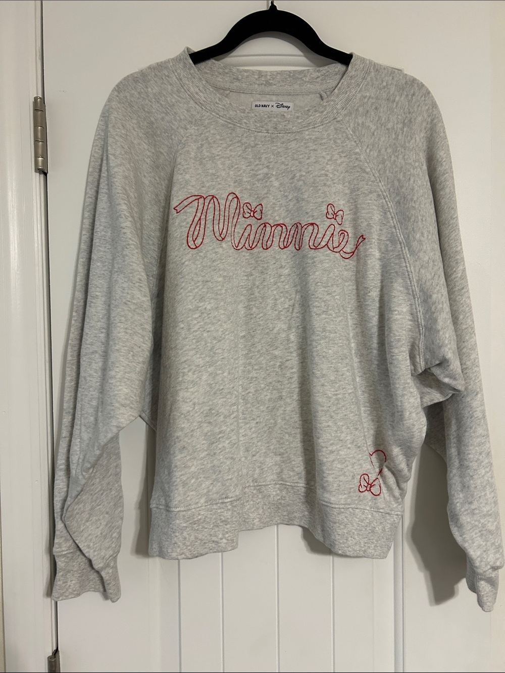 Old Navy Gray Minnie Script Pullover Sweatshirt